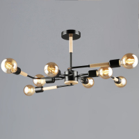 Люстра на штанге Reluce 10070-0.3-08 BK+WOOD