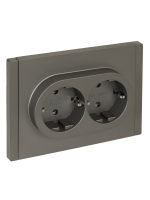 FORTE&PIANO Розетка 2-местная с заземлением без защитных шторок безвинтовое крепление 16А FP524 сталь IEK FP-R21-16-1-K46