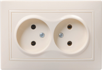 КВАРТА Розетка двойная без заземления в сборе без шторок кремовый IEK ERK23-K33-10-DM