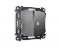 Комплект механизма 2-кл выключателя с подсветкой Ambrella Volt Omega MO654010