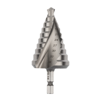 Сверло по металлу ступенчатое 9.0-36.0 мм 110 мм 65 HRC Р6М5 TiN Kranz KR-12-6614