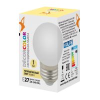 Лампа светодиодная Volpe Decor color LED-G45-1W/3000K/E27/FR/С UL-00006560