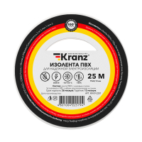 Изолента ПВХ KRANZ 0.13х19 мм, 25 м, белая 5шт Kranz KR-09-2201