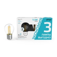 Лампа светодиодная Gauss Basic Filament E27 5.5W 4100K 1051226T