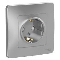 BLANCA скрытой установки розетка с заземлением со шторками, 16А, 250В, алюминий Systeme Electric BLNRS001113