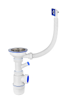 Сифон ЭЛИТ с нержавеющей чашкой D114 мм отводом для стиральной или посудомоечной машины и с переливом 3'1/2 - D40 VIRPlast 30986176