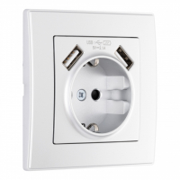 Комплект розетки с/з и шторками + USB и рамкой Arte Milano SET06-1-47-1 silver