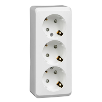 ЭТЮД Розетка тройная открытой установки с заземлением со шторками 16А 250B,белый Systeme Electric PA16-012B