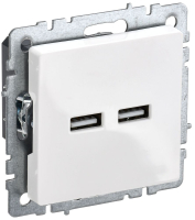 BRITE Розетка USB A+A 5В 3.1А РЮ10-1-БрБ белый IEK BR-U21-D31-K01