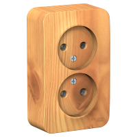BLANCA розетка наружная двойная без заземлением без шторок с изолирующей пластиной, 16а, 250в, ясень Systeme Electric BLNRA000215