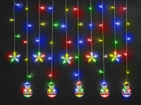 Гирлянда новогодняя светодиодная NGF-D037-03 бахрома звезды и снеговики RGBY 3х0.6м IP20 Navigator Group 95026 30636