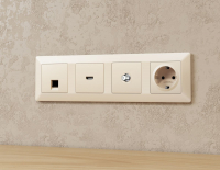 Комплект механизма TV розетки SAT 5-2400MHz 3.5dB Alfa Бежевый матовый Quant Ambrella Volt MA333050 (AP3330, VM215)