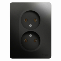 GLOSSA Розетка двойная без заземления антрацит в сборе Systeme Electric GSL000720