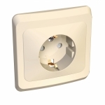 ЭТЮД Розетка скрытая с заземлением со шторками бежевая Systeme Electric PC16-004K