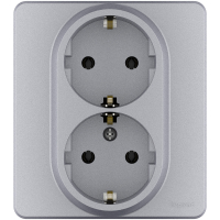 Розетка 2 x 2К+З немецкий стандарт 16 А 250 В~ INSPIRIA алюминий Legrand 673752