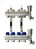 Коллекторная группа FHF-4R set 4 контура 1' х 3/4' c воздухоотводчиками и кронштейнами Ридан 088U0704R