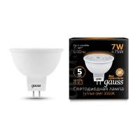 Лампа светодиодная Gauss GU5.3 7W 2700K прозрачная 101505107