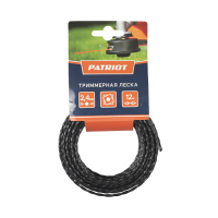Леска  D 2.4 мм L 12 м (скрученный квадрат, черный) 240-12-5, картонный подвес Patriot 805205125