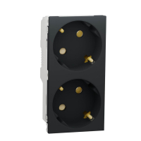 Розетка двойная Schneider Electric Unica New Modular с/з со шторками NU306754A