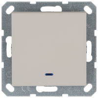 Выключатель одноклавишный проходной со светодиодом 10A 250V с накладкой, цвет Тауп Jasmart G3012NT