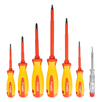 Набор отверток диэлектр. до 1000 В + тестер, 7 пред., PH + SL, CrMo, 2к рукоятка Matrix 13355