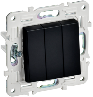 SKANDY Выключатель 3-клавишный 10А SK-V11Bl черный IEK SK-V30-0-10-K02