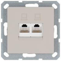 Интернет-розетка RJ45 двойная с накладкой, цвет Тауп Jasmart G6106T