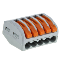 Клемма СМК 222-415 с рычагом 5 отверстий 0.08-2.5(4.0)мм2 (100шт.) EKF plc-smk-415