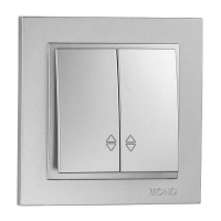 Выключатель двухклавишный проходной Mono Electric Despina серебро 102-212123-111