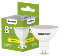 Лампа светодиодная MR16 софит 8Вт 230В 3000К GU5.3 GENERICA IEK LL-MR16-08-230-30-GU5-G