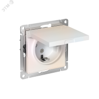 Розетка ATLASDESIGN с заземлением со шторками с крышкой 16А IP20 механизм жемчуг Systeme Electric ATN000446