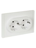 FORTE&PIANO Розетка 2-местная с заземлением с защитными шторками безвинтовое крепление 16А FP223 белый IEK FP-R24-16-1-K01
