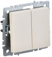 BRITE Выключатель двухклавишный 10А ВС10-2-0-БрКр бежевый IEK BR-V20-0-10-K10