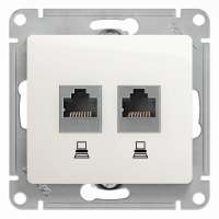 Розетка Glossa двойная компьютерная RJ45 + RJ45 кат.5E механизм перламутр Systeme Electric GSL000685KK