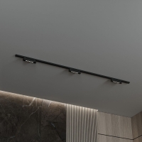 Трековая система со светильниками №9 однофазная накладная Skylite (220В, форма - прямая, 2м, 3000K) черная Hesby Lighting HSBL_kompl_S009_NI2B3K