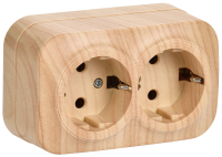GLORY Розетка двухместная наружная с заземлением сосна IEK ERH21-K34-16