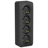 Розетка BLANCA наружная 4-я с заземлением со шторками с изоляционной пластиной 16А 250В антрацит Systeme Electric BLNRA011416