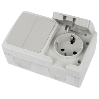 Розетка одноместная с/з + выключатель двухклавишный Stekker Велена PST16-21-54/10-221-54 49729