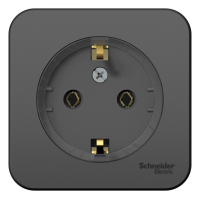 Розетка BLANCA наружная, с заземлением, без шторок, (тонкая), с изолирующей пластиной 16А, 250В, антрацит Systeme Electric BLNRA110116