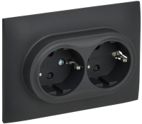 SKANDY Розетка 2-местная с заземлением с защитными шторками 16А в сборе SK-R07G графит IEK SK-R24-16-K53-F