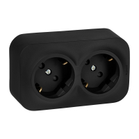 Розеточный блок двойной (розетка двойная) с       заземлением -Legrand Quteo - с предварительным    подключением со шторками IP20 16А 250В винтовые   зажимы накладной монтаж - чёрный матовый 782475