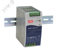 Блок питания AC-DC, 240Вт, ККМ, 3-х фазный, вход 340-550В AC, 47-63.480-780В DC, выход 24В,10A, рег. вых 24-28В, в кожухе на DIN-рейку Mean Well TDR-240-24 Т03231738