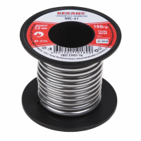 Припой без канифоли ПОС-61, 100 г, 3.0 мм, (олово 61%, свинец 39%) REXANT 09-3124