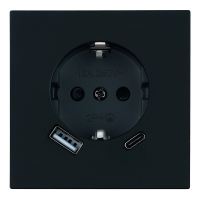 Розетка 1-местная з/ш с/з 16А + USB + Type C (механизм) Stekker Мия 250В 20W RST16-3119-05 черный бархат 50452