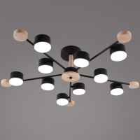 Люстра на штанге Reluce 03751-0.3-10 BK+WOOD GX53