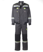 Костюм Корвет с СОП куртка ткань, полукомбинезон летний цвет темно-серый,черный,лимон 52-54.104-108. 170-176 Эталон-Спецодежда 117829 00000117834