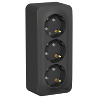 Розетка BLANCA наружная трехпостовая, с заземлением, со шторками, с изолирующей пластиной, 16А, 250В, антрацит Systeme Electric BLNRA011316