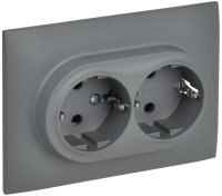 SKANDY Розетка 2-местная с заземлением с защитными шторками 16А в сборе SK-R07Gr серый IEK SK-R24-16-K03-F
