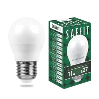 Лампа светодиодная LED 11вт Е27 теплый матовый шар SAFFIT SBG4511 55137