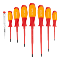 Набор отверток диэлектрических до 1000 В + тестер, 8 шт., PH + SL, CrMo, 2к рукоятка GROSS 12950